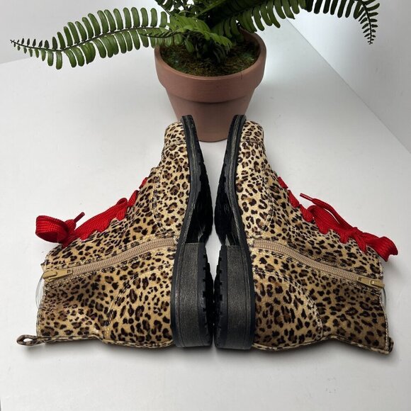 Dolce Vita Sophie Girl Leopardess Tan Leopard Print Red with‎ shoestrings Size 4 - Picture 6 of 12